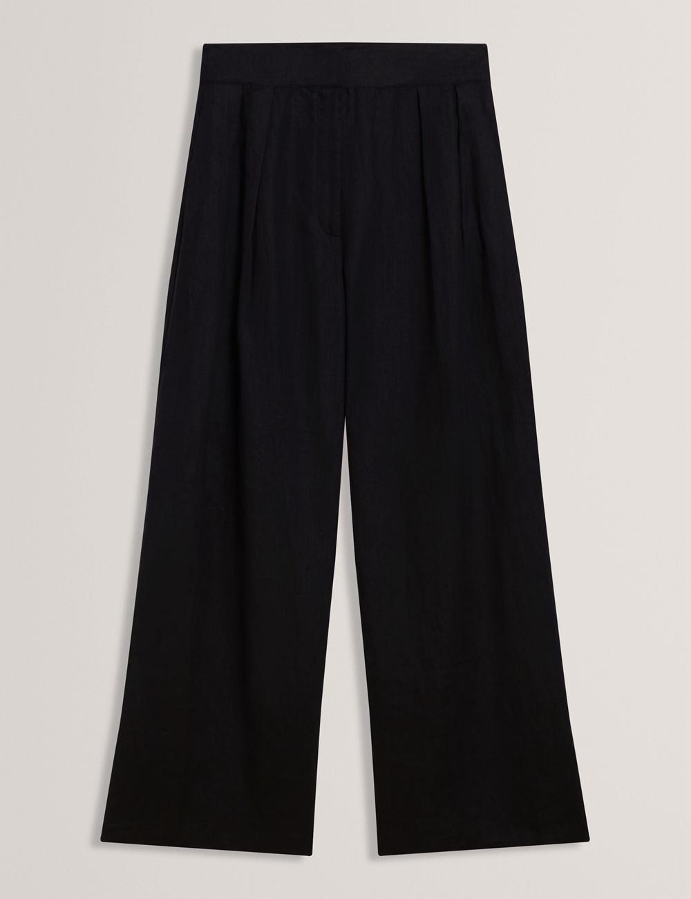 Ted Baker KYFAAT - Pure Linen Tailored Wide Leg ズボン レディース 黒 | Japan  IKUC-08274