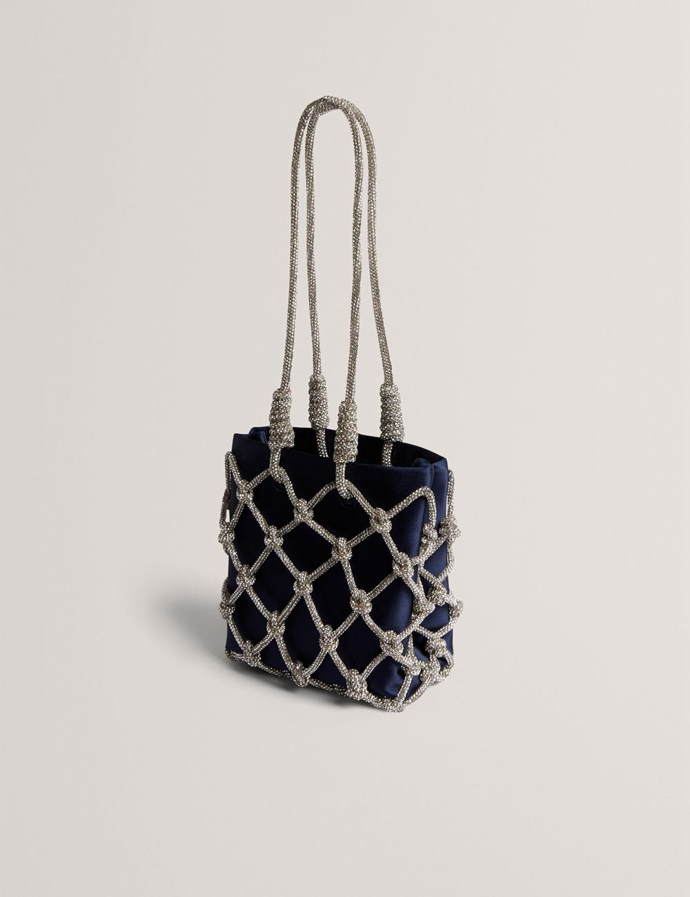 Ted Baker KYLIA - Crystal Cage Satin Mini ショルダーバッグ レディース ネイビー | Japan  LBXZ-52903