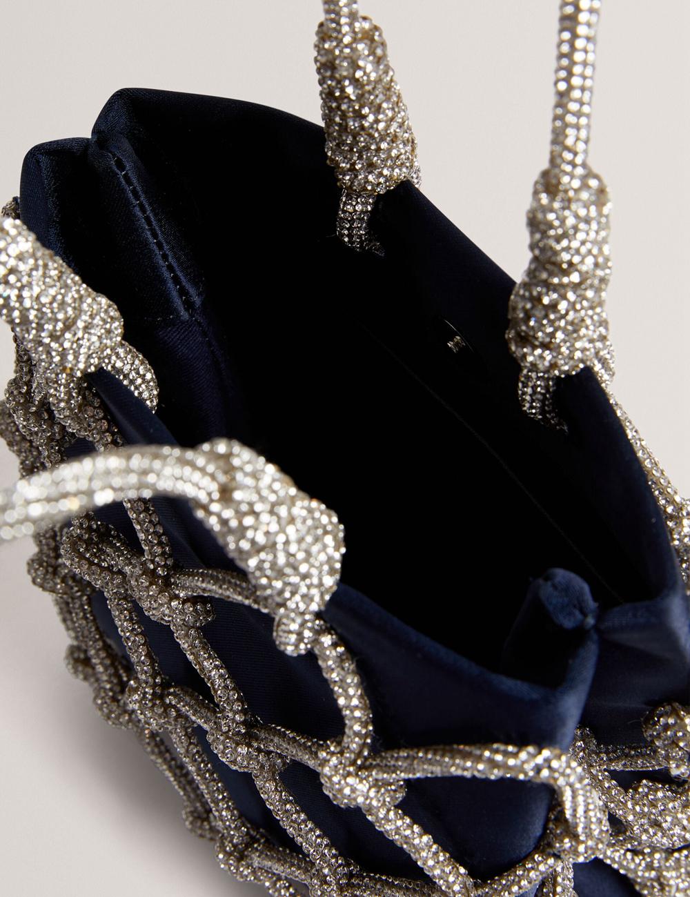 Ted Baker KYLIA - Crystal Cage Satin Mini ショルダーバッグ レディース ネイビー | Japan  LBXZ-52903