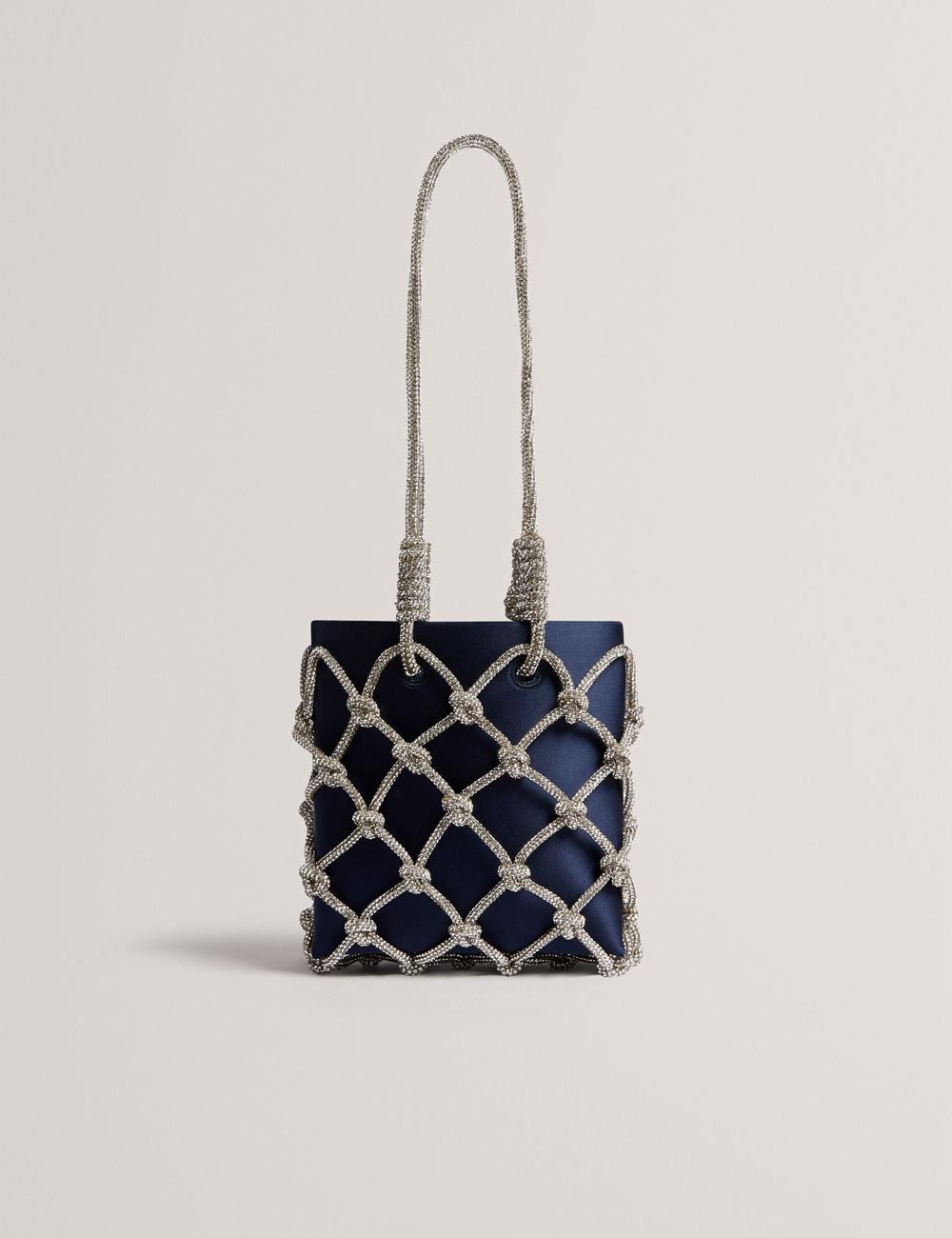 Ted Baker KYLIA - Crystal Cage Satin Mini ショルダーバッグ レディース ネイビー | Japan  LBXZ-52903