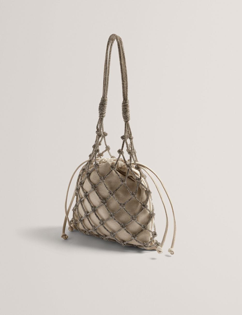 Ted Baker KYLISA - Crystal Cage Top Handle Canvas バケットバッグ レディース シルバー | Japan  IORW-25174
