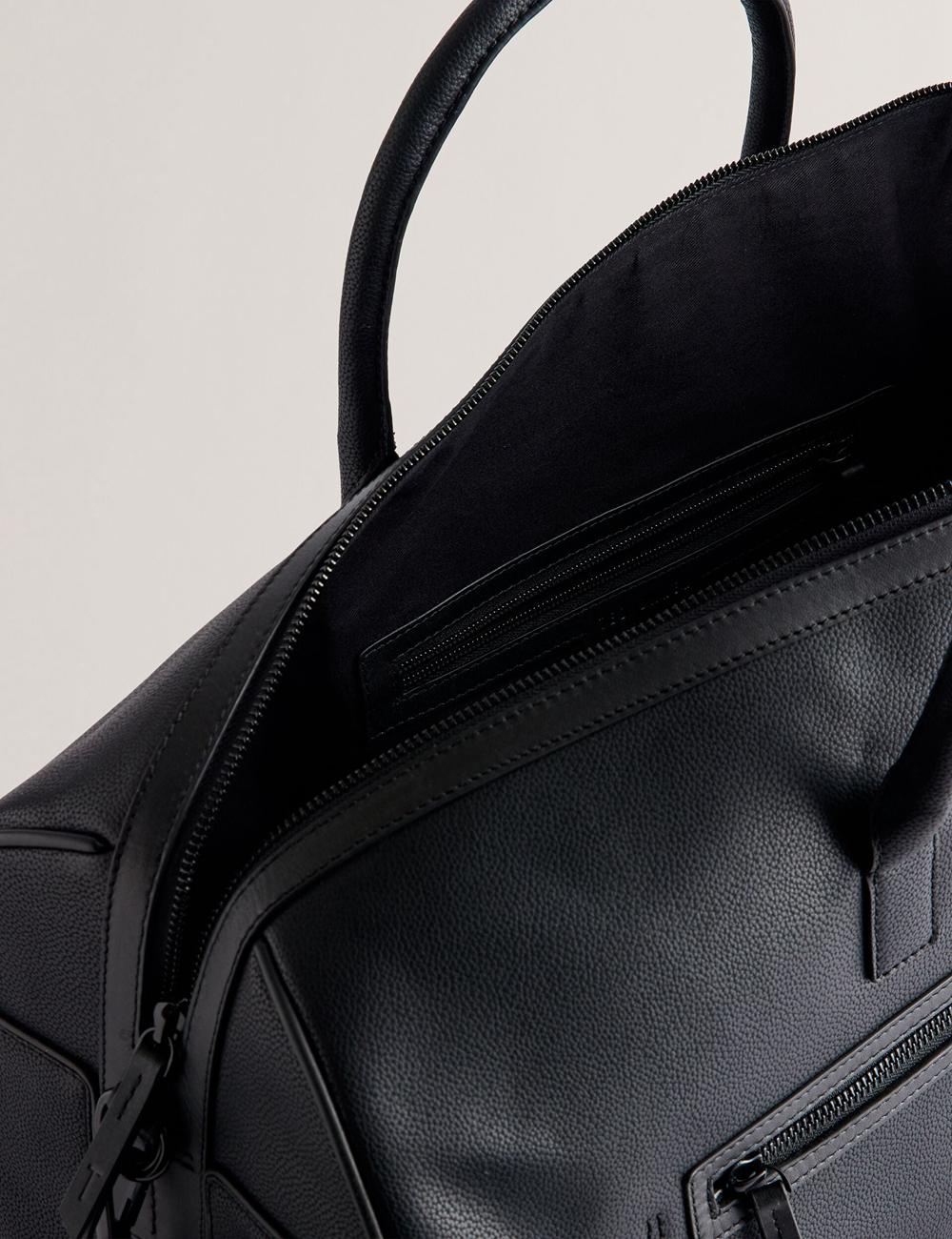 Ted Baker LANDERS - Textured Leather Zip Pocket Holdall Bags メンズ 黒 | Japan  HYQV-52478