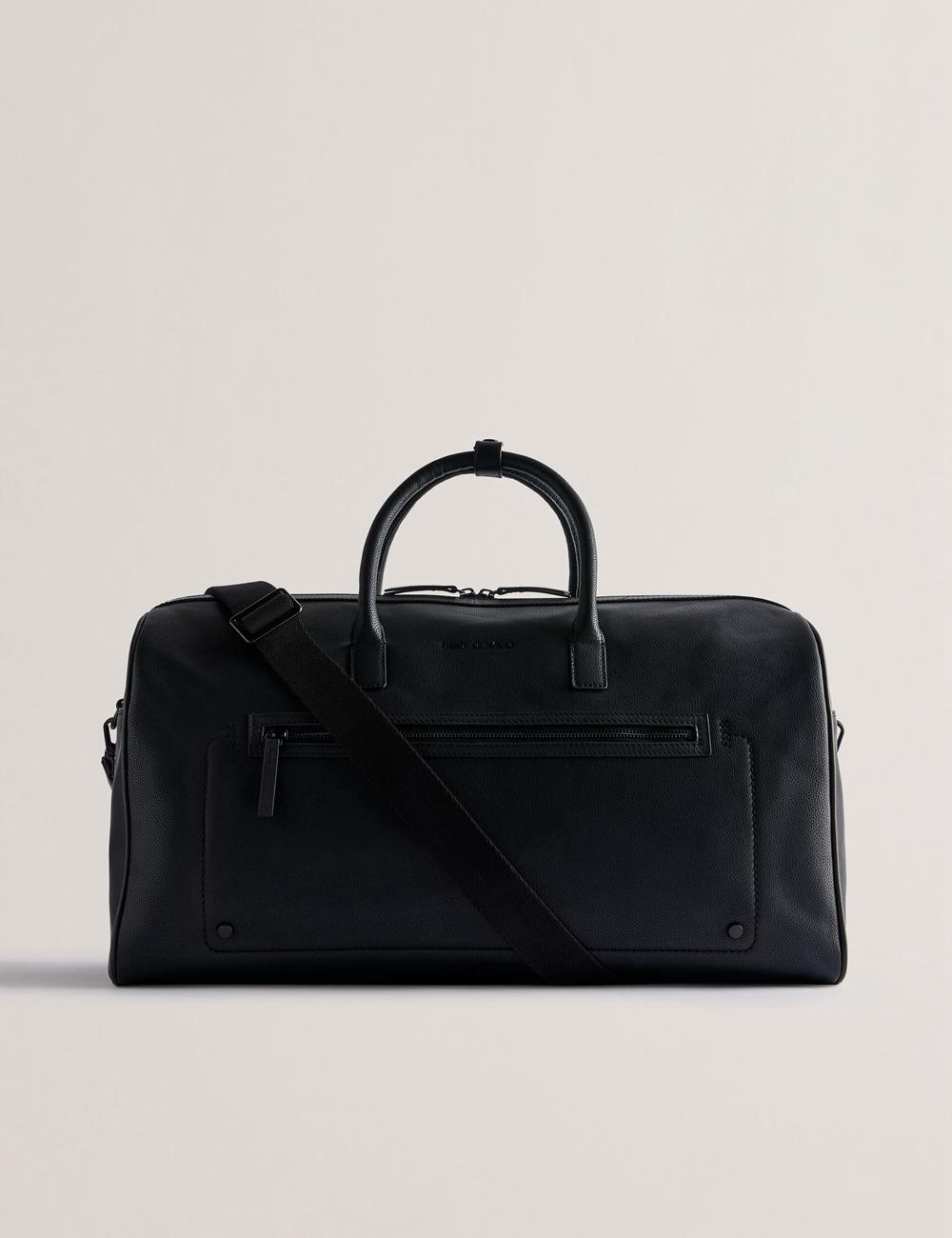 Ted Baker LANDERS - Textured Leather Zip Pocket Holdall Bags メンズ 黒 | Japan  HYQV-52478