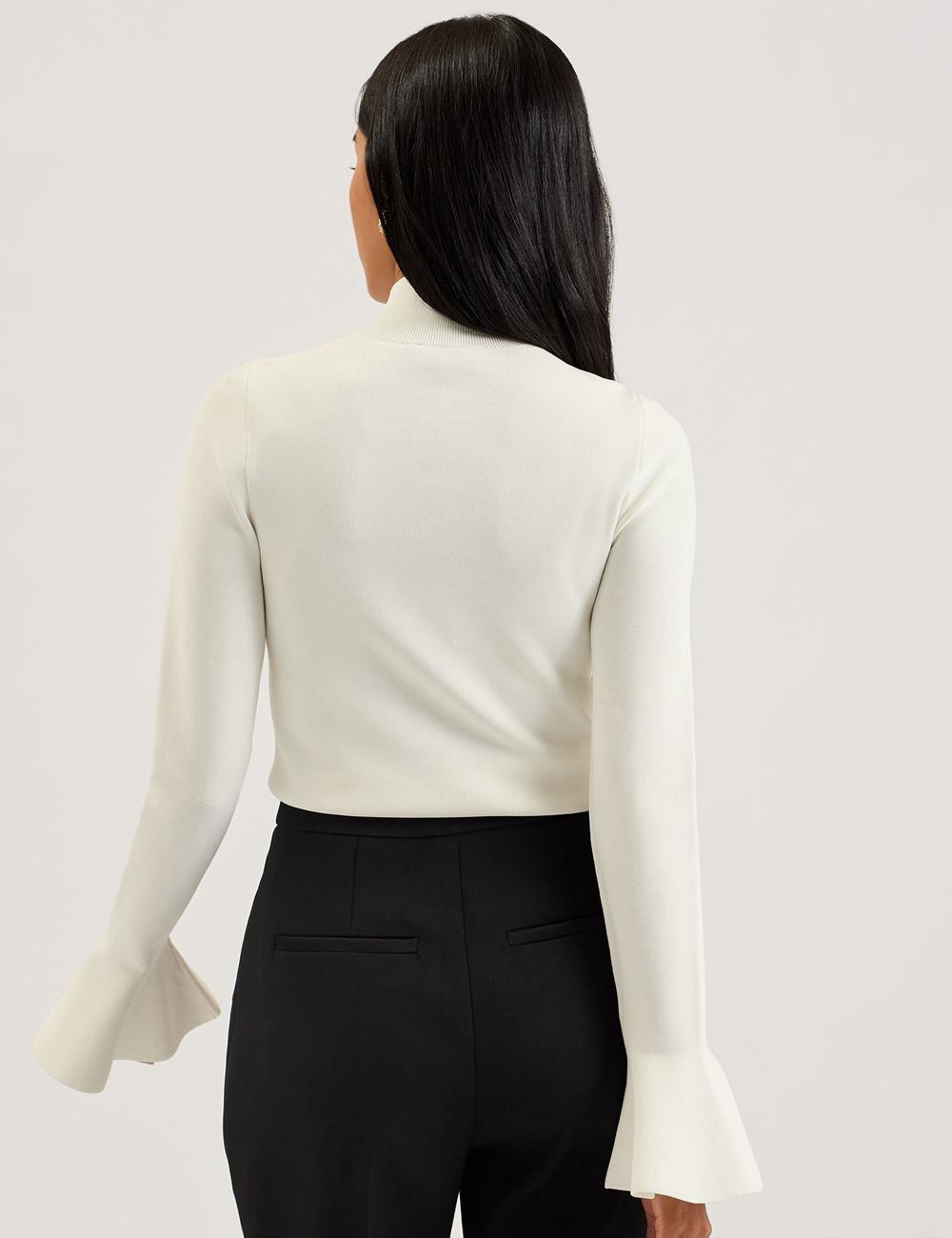 Ted Baker LAYNHA - Flared Sleeve High Neck Knitted Top ジャンパー レディース Ivory | Japan  IDTY-90513