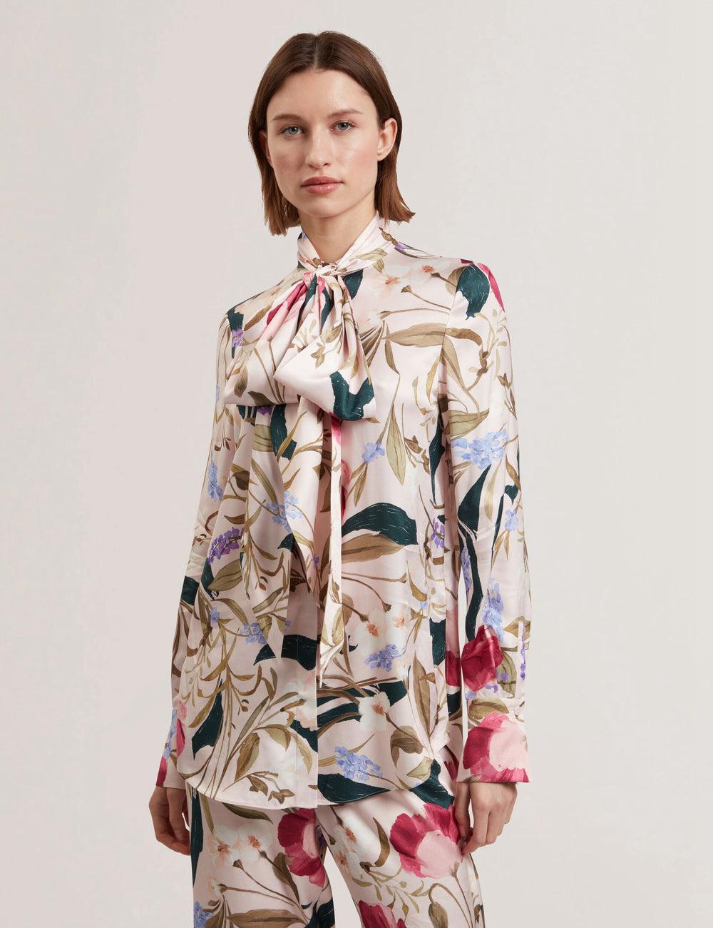 Ted Baker LEEYAA - Floral Print Neck Longline ブラウス レディース ピンク | Japan  VAHR-87961
