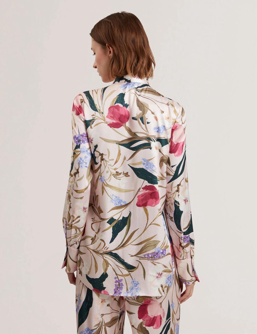 Ted Baker LEEYAA - Floral Print Neck Longline ブラウス レディース ピンク | Japan  VAHR-87961