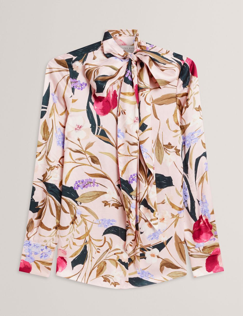 Ted Baker LEEYAA - Floral Print Neck Longline ブラウス レディース ピンク | Japan  VAHR-87961