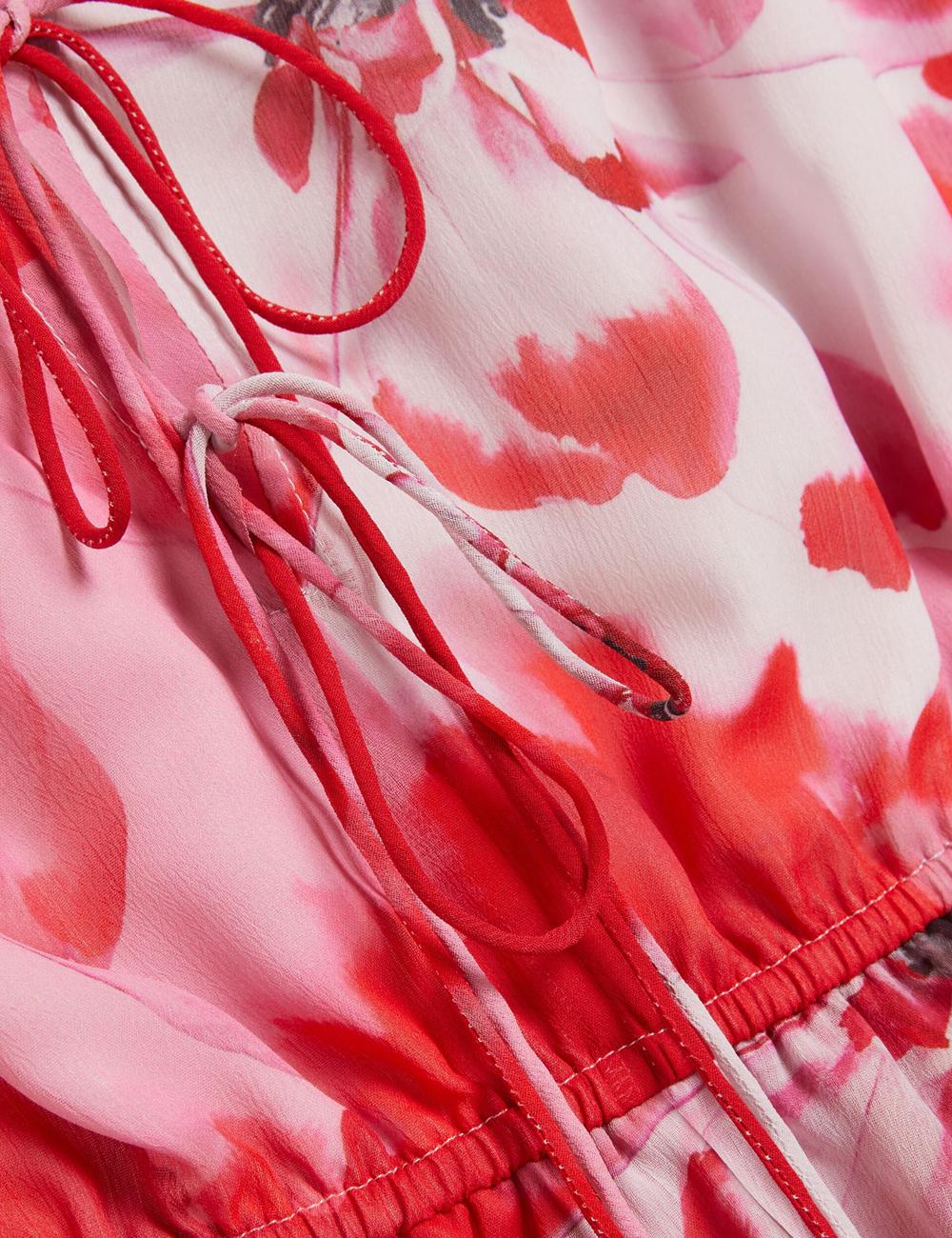 Ted Baker LEYNA - Floral Chiffon Front ミニドレス レディース 赤 | Japan  YELW-09716