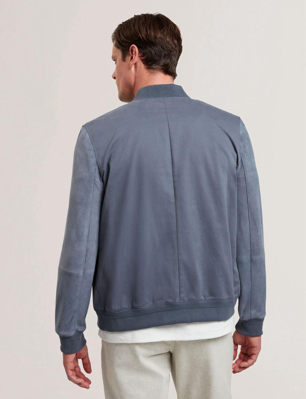 Ted Baker LIAMS - Cotton Twill & Suede Bomber ジャケット メンズ 青 | Japan  WGJM-54870