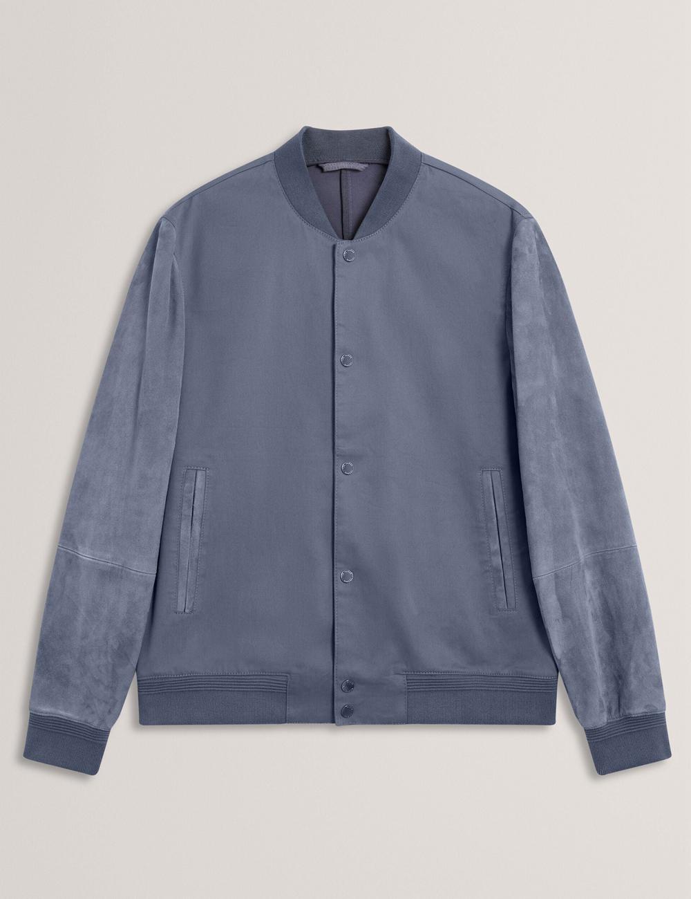 Ted Baker LIAMS - Cotton Twill & Suede Bomber ジャケット メンズ 青 | Japan  WGJM-54870