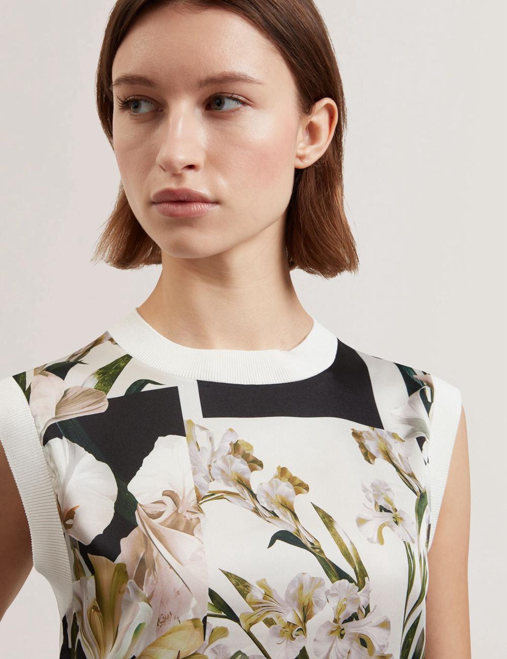 Ted Baker LIILEA - Floral Print Front Boxy Knitted トップス レディース Ivory | Japan  QBCM-08942