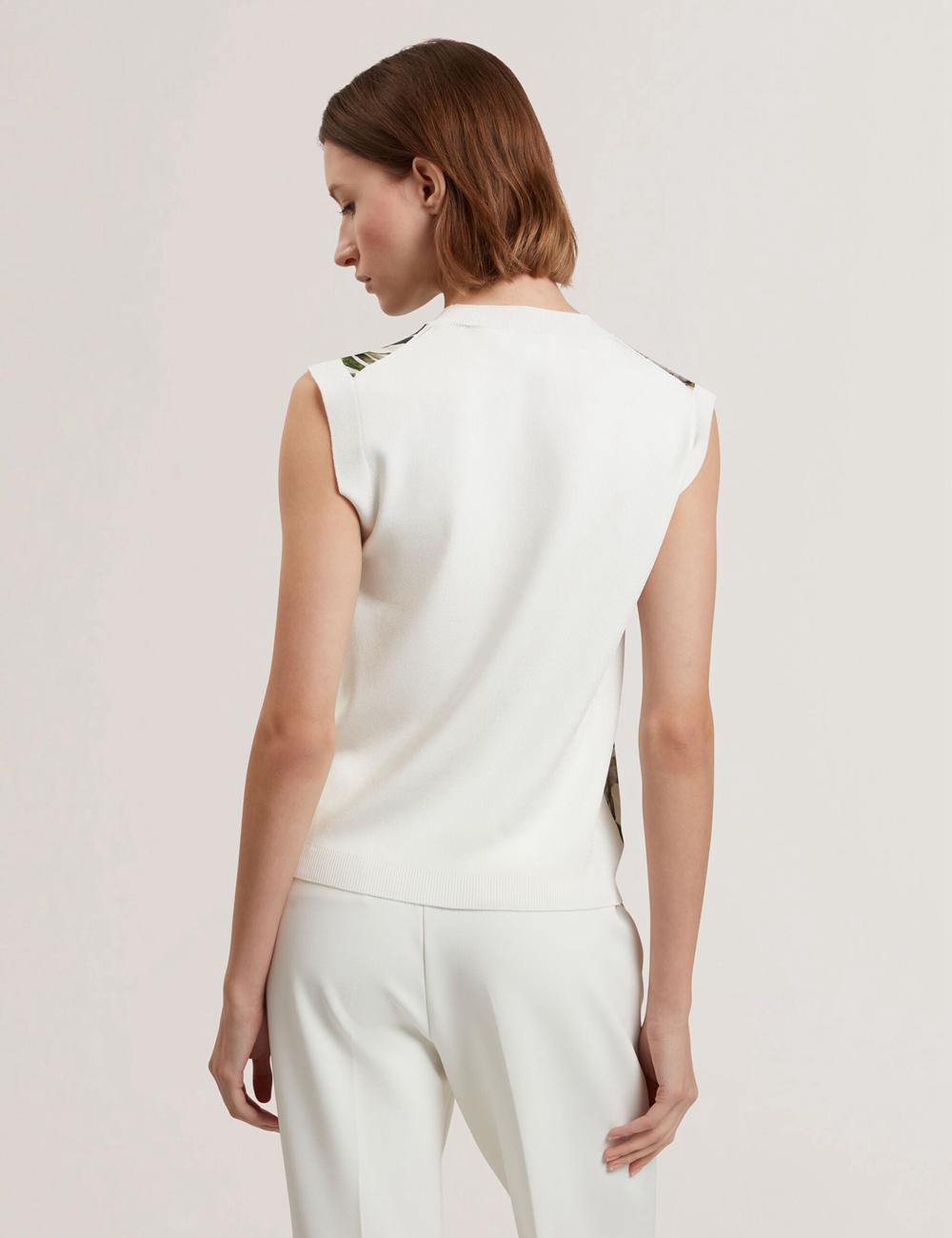 Ted Baker LIILEA - Floral Print Front Boxy Knitted トップス レディース Ivory | Japan  QBCM-08942
