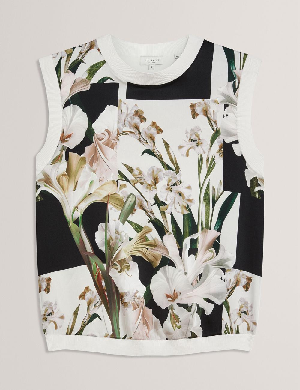 Ted Baker LIILEA - Floral Print Front Boxy Knitted トップス レディース Ivory | Japan  QBCM-08942