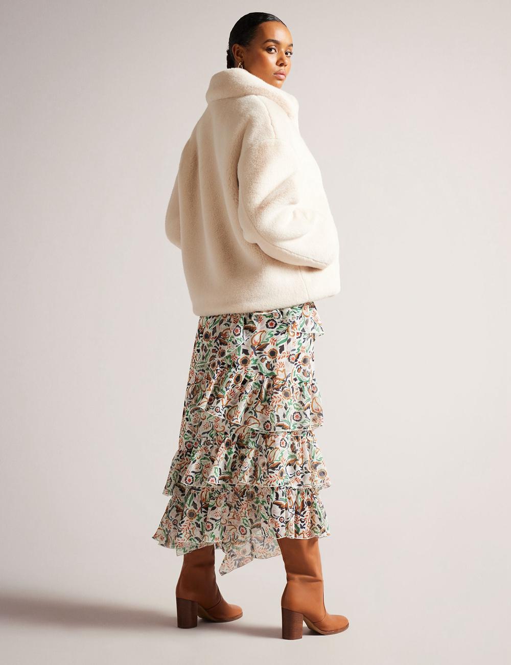 Ted Baker LILIAM - Faux Fur Collared Short Coat ジャケット レディース Ivory | Japan  WTXO-10498