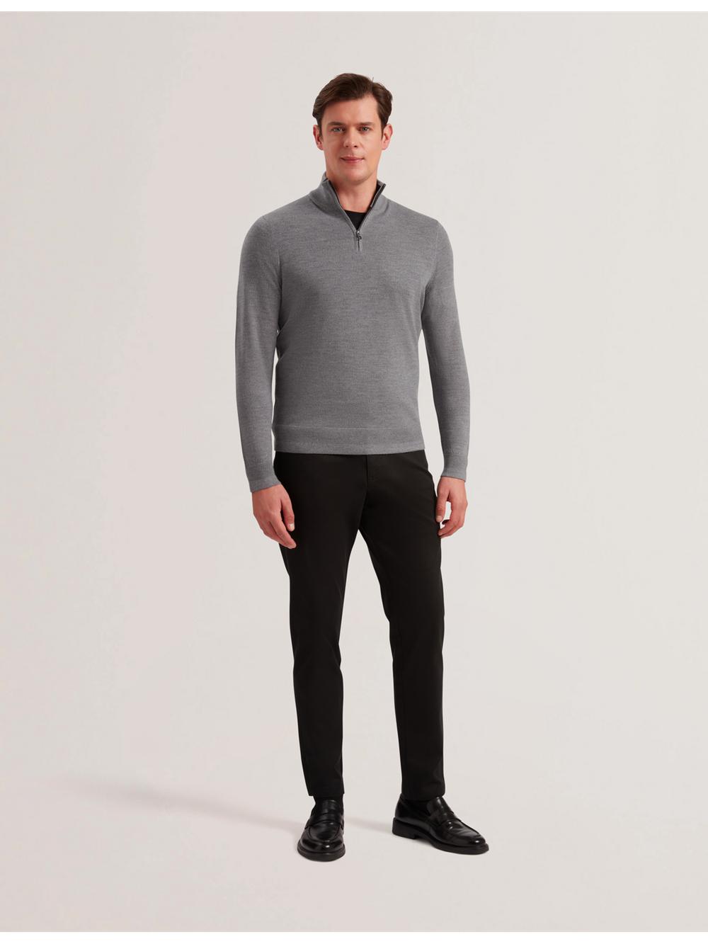 Ted Baker LIMEHAS - Wool Quarter Zip Funnel Neck ジャンパー メンズ Charcoal | Japan  CERA-23648