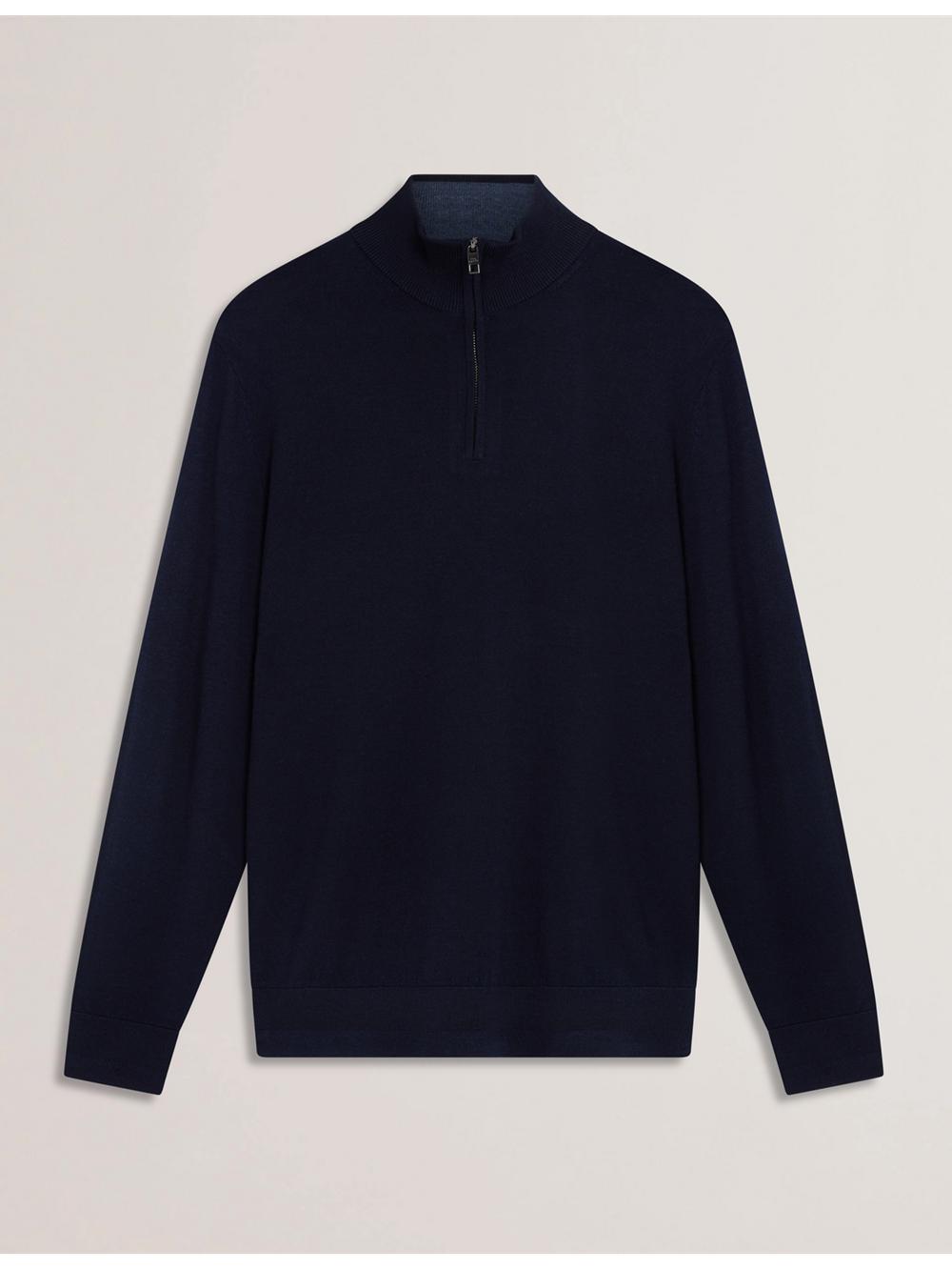 Ted Baker LIMEHAS - Wool Quarter Zip Funnel Neck Sweater ジャンパー メンズ ネイビー | Japan  UDHG-76098