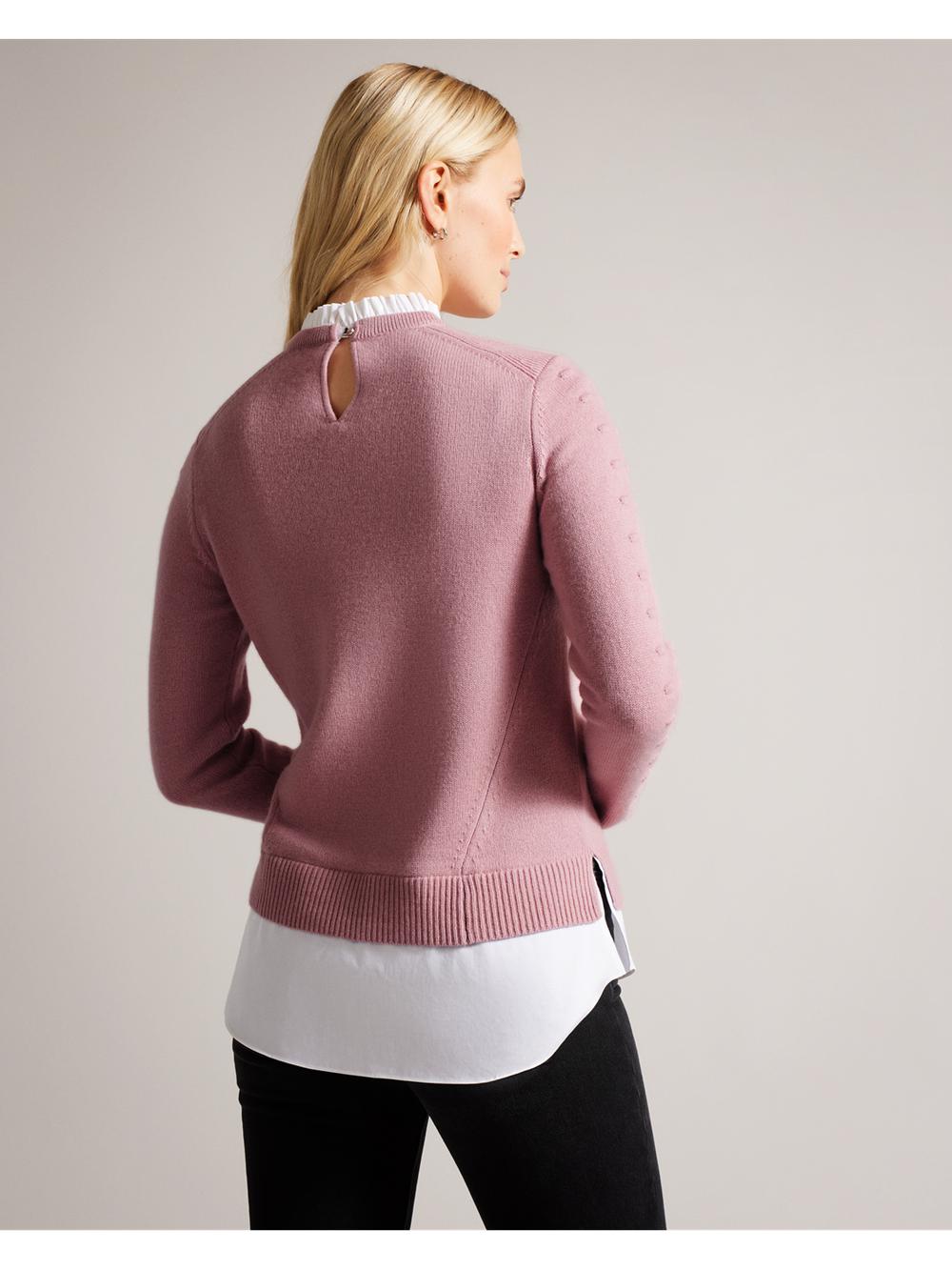 Ted Baker LISSIAH - Bobble Detail Shirt Hem Knitted ジャンパー レディース ピンク | Japan  MKLV-37891