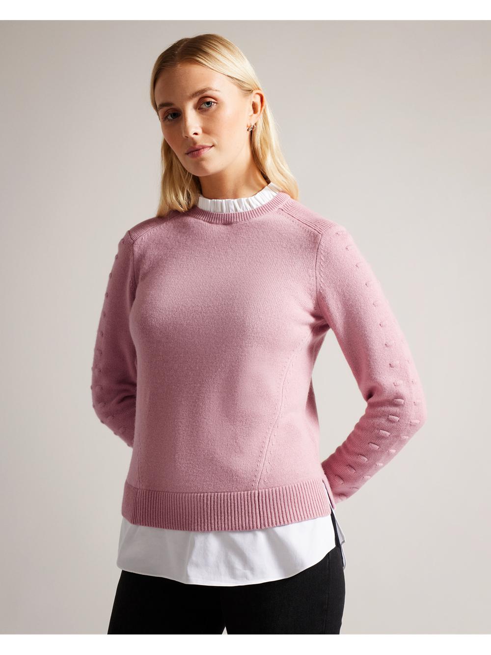 Ted Baker LISSIAH - Bobble Detail Shirt Hem Knitted ジャンパー レディース ピンク | Japan  MKLV-37891