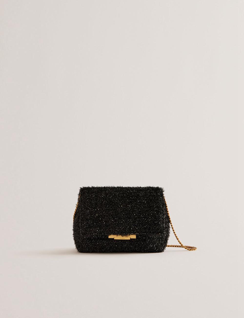 Ted Baker LIYLAH - Metallic Tinsel Fold Over クロスボディバッグ レディース 黒 | Japan  OBHR-34027