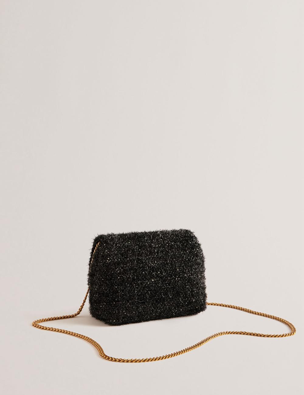 Ted Baker LIYLAH - Metallic Tinsel Fold Over クロスボディバッグ レディース 黒 | Japan  OBHR-34027