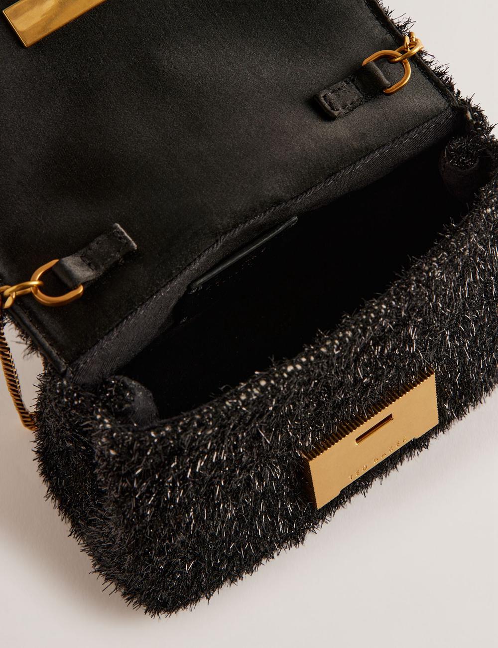 Ted Baker LIYLAH - Metallic Tinsel Fold Over クロスボディバッグ レディース 黒 | Japan  OBHR-34027