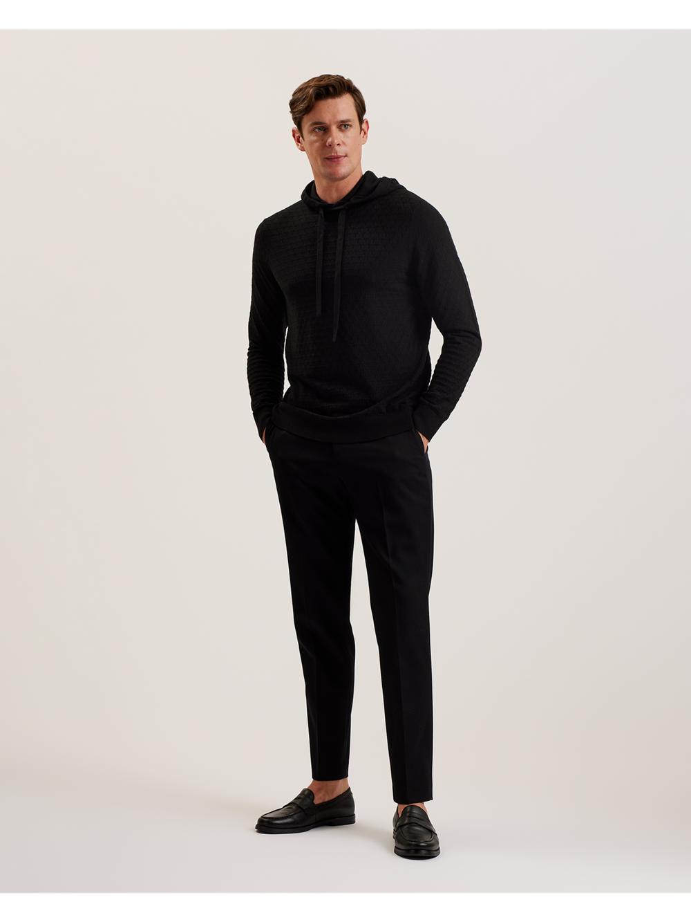 Ted Baker LOULAR - Textured T Knit Wool Blend パーカー メンズ 黒 | Japan  XFZJ-95784