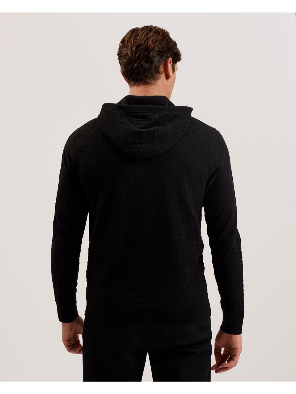 Ted Baker LOULAR - Textured T Knit Wool Blend パーカー メンズ 黒 | Japan  XFZJ-95784
