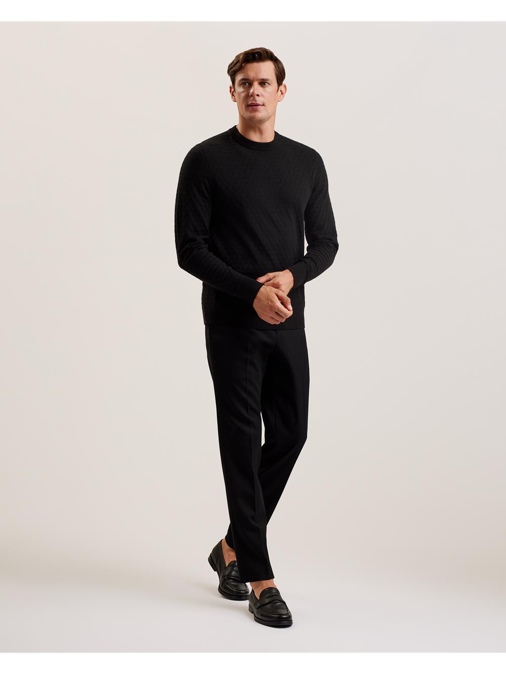 Ted Baker LOUNG - Textured T Knit Crew Neck ジャンパー メンズ 黒 | Japan  WIVS-07491