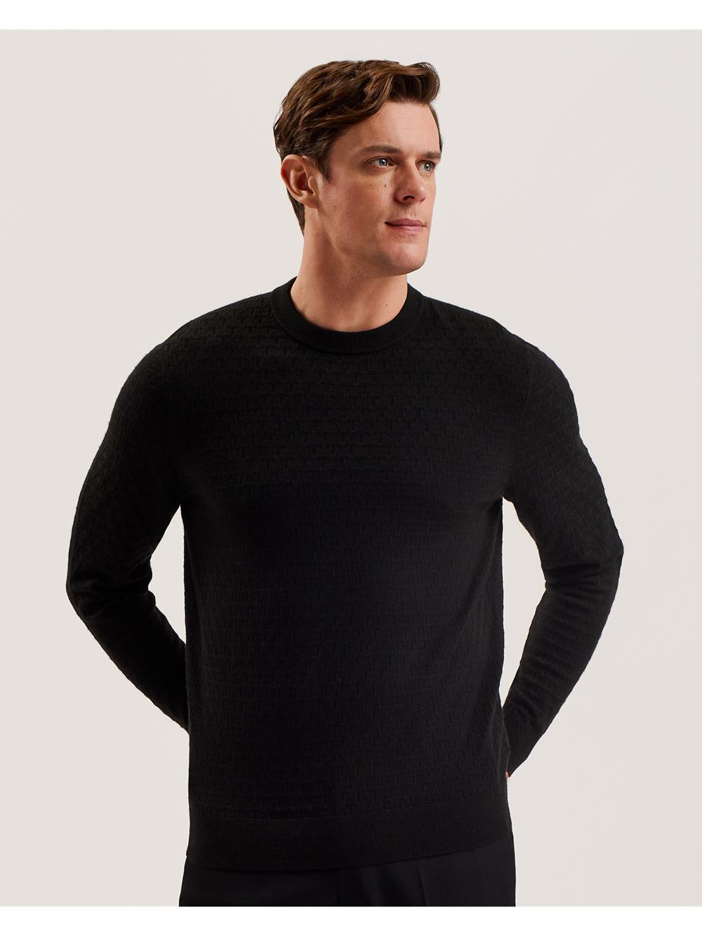 Ted Baker LOUNG - Textured T Knit Crew Neck ジャンパー メンズ 黒 | Japan  WIVS-07491