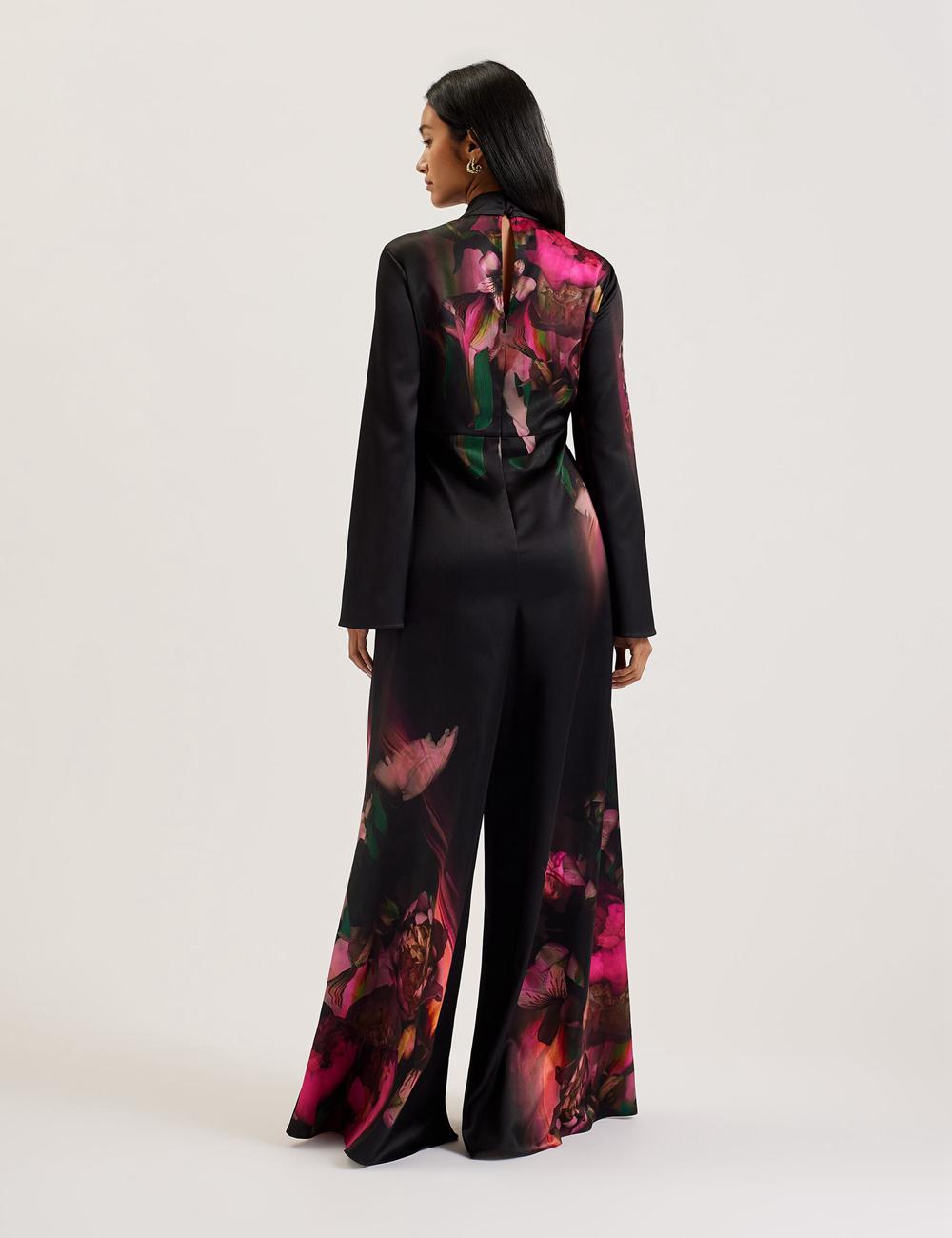 Ted Baker LOUSIOS - Printed Neck Wide Leg ジャンプスーツ レディース 黒 | Japan  GFMP-61387
