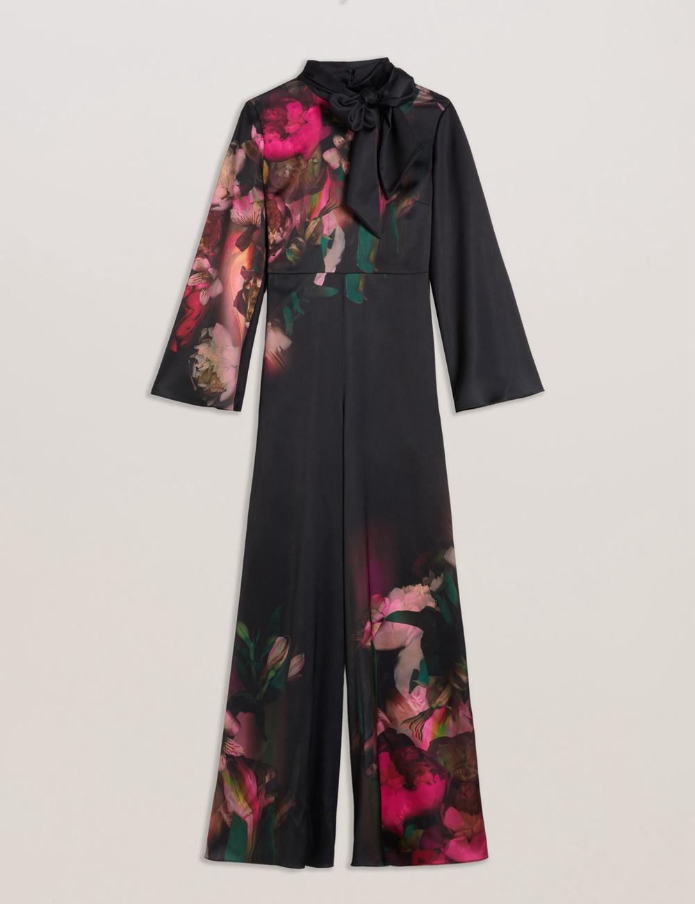 Ted Baker LOUSIOS - Printed Neck Wide Leg ジャンプスーツ レディース 黒 | Japan  GFMP-61387
