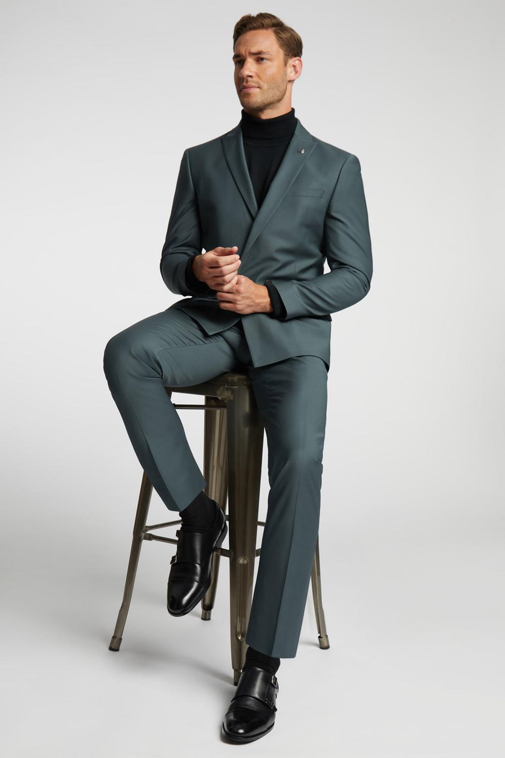 Ted Baker LUNANTS - Wool Blend Slim Suit ズボン メンズ 緑 | Japan  CWIO-80769