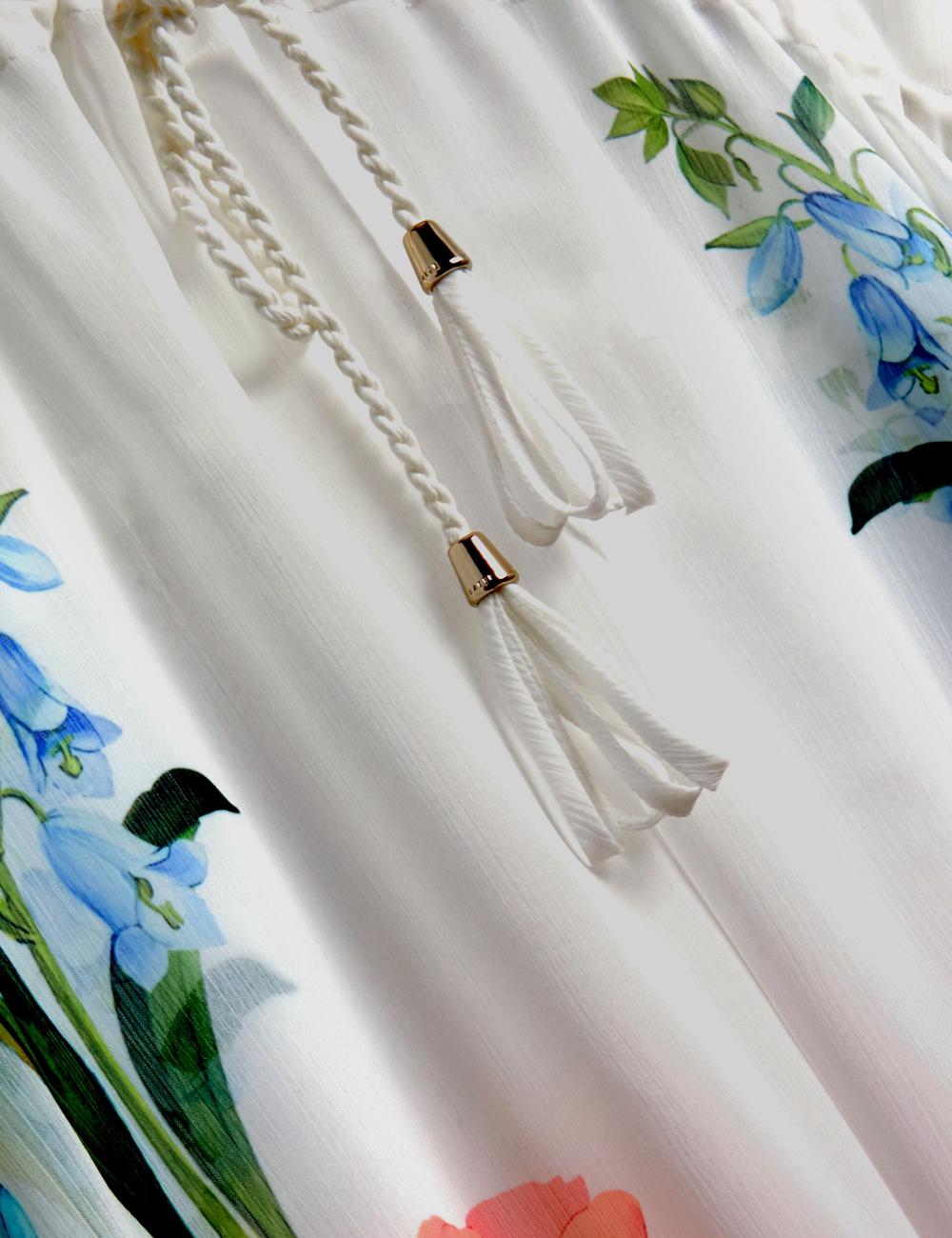 Ted Baker LUUSAA - Floral V-Neck Maxi Kaftan Beach Dress カバーアップ レディース 白 | Japan  AKTI-39012