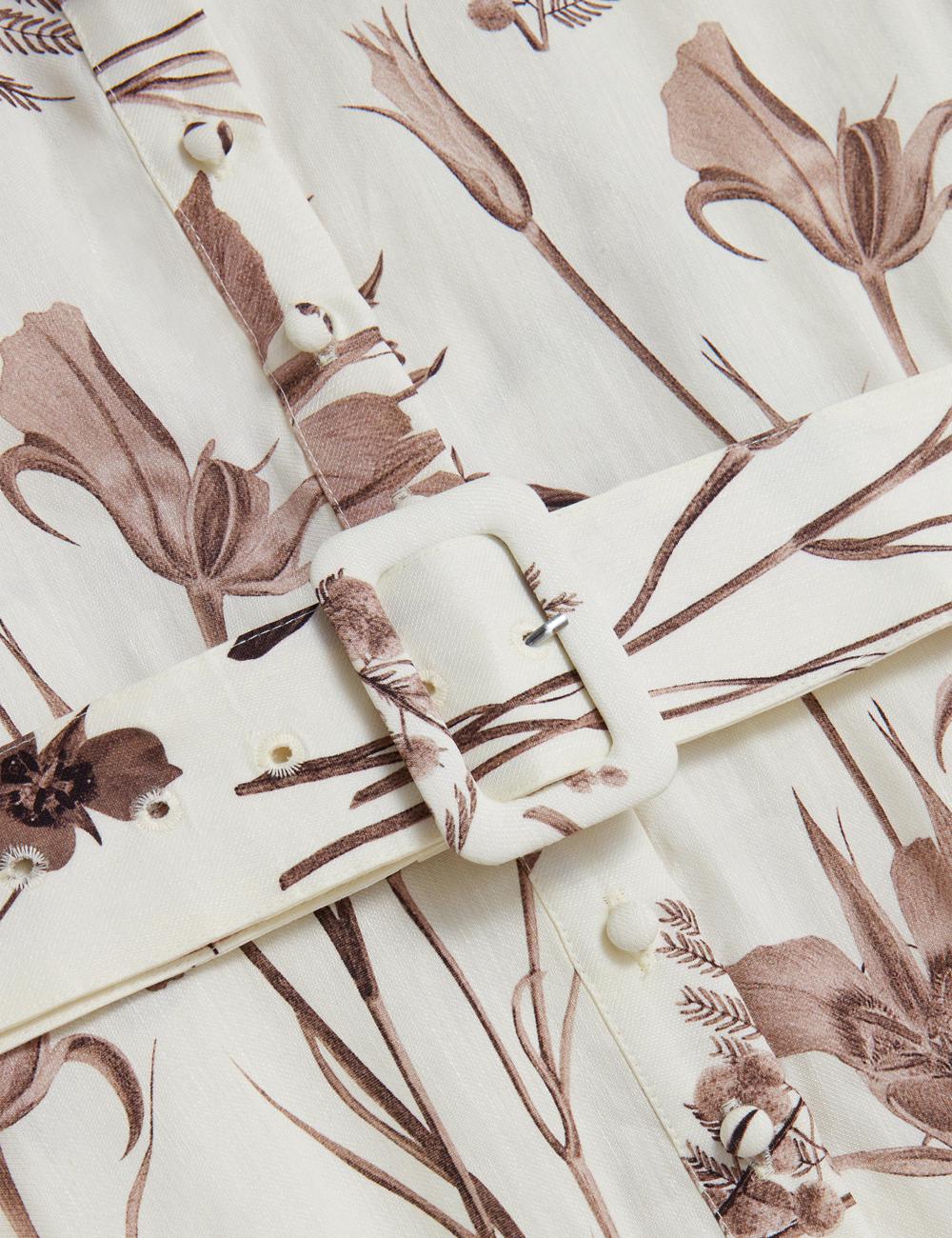 Ted Baker LUWISA - Floral Linen Silk Belted Midi Shirt ミディドレス レディース Ivory | Japan  VASM-31628