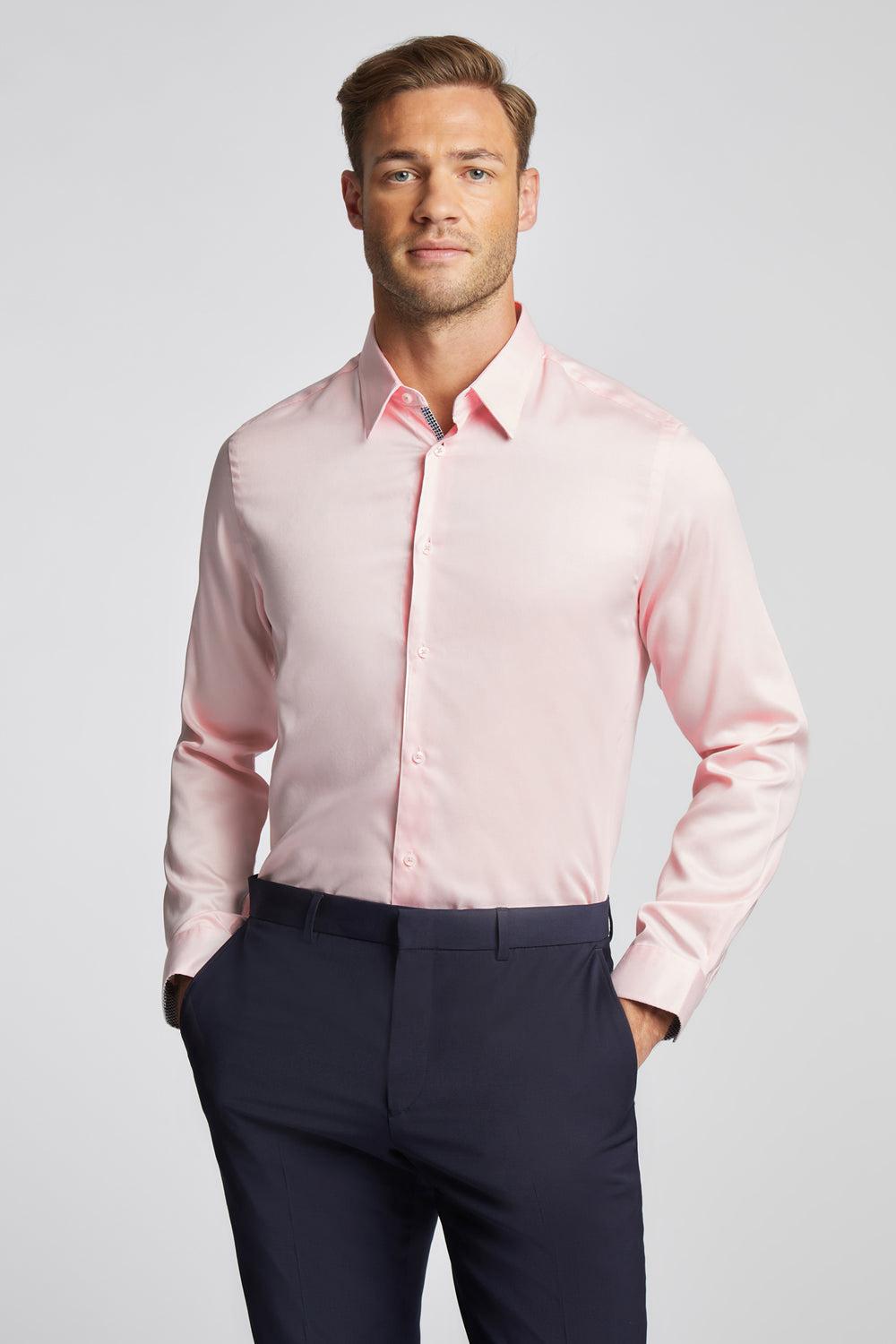 Ted Baker MAELOR - Slim Fit Sateen Cotton シャツ メンズ ピンク | Japan  SNVJ-90851