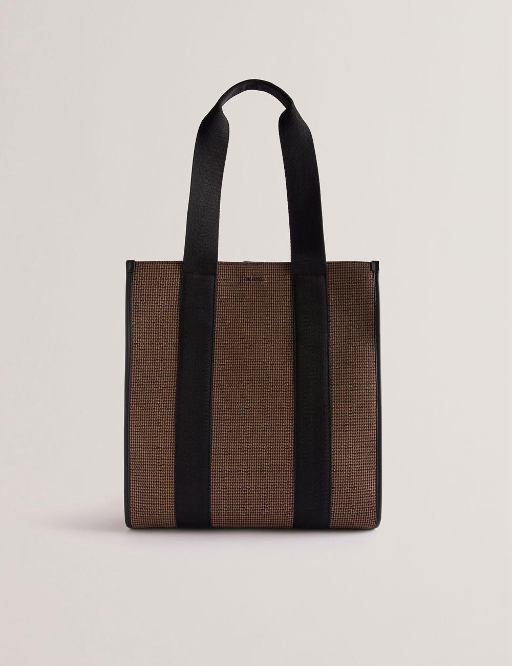 Ted Baker MALLICK - Check Wool Blend Tall トートバッグ メンズ 黒 | Japan  FWXG-10694
