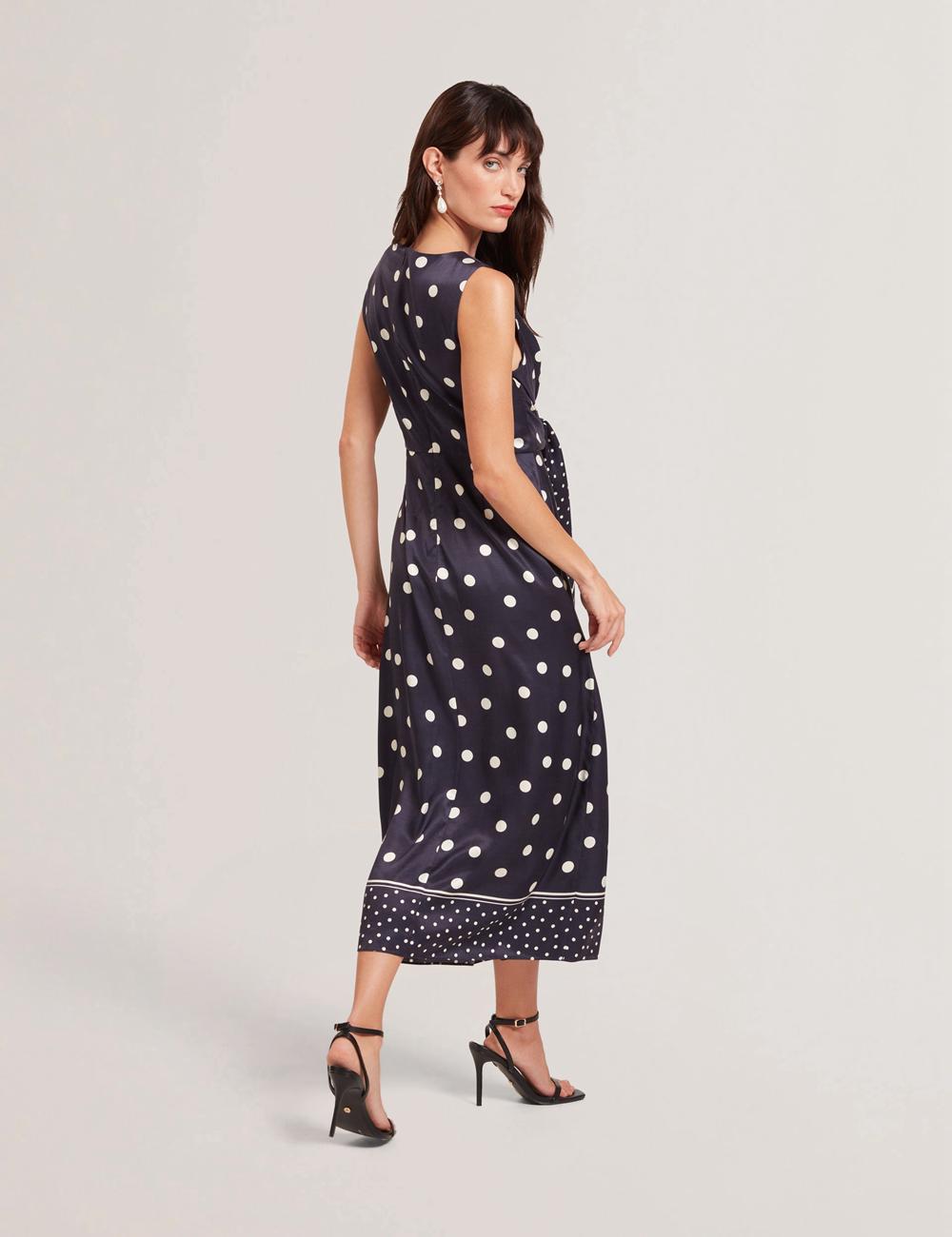 Ted Baker MALMOA - Polka Dot Detail Column ミディドレス レディース ネイビー | Japan  VGWD-72581