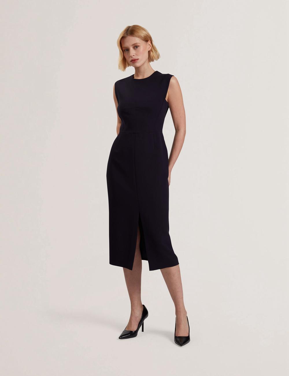 Ted Baker MANABDL - Tailored Sleeveless With Front Split ミディドレス レディース ネイビー | Japan  JFKV-80695