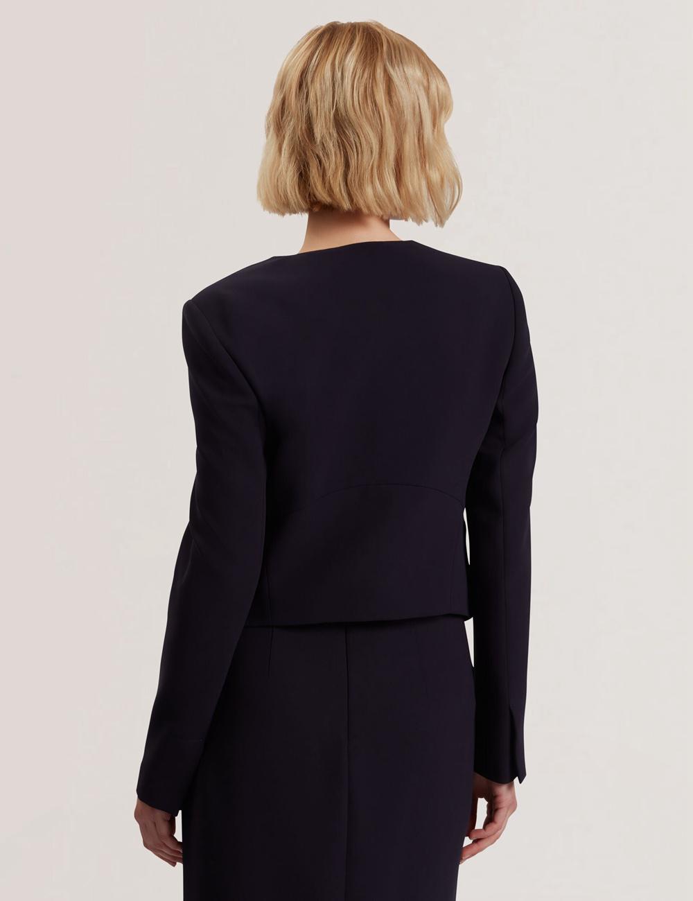 Ted Baker MANABJL - Tailored Round Neck Cropped Open ジャケット レディース ネイビー | Japan  RFEU-01689
