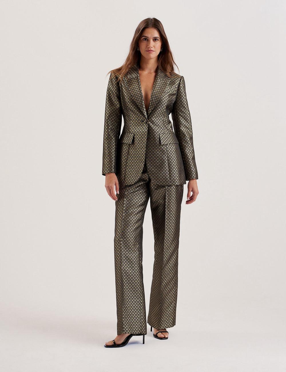 Ted Baker MANGUT - Metallic Jacquard Wide Leg Tailored ズボン レディース 黒 | Japan  QYRN-38764