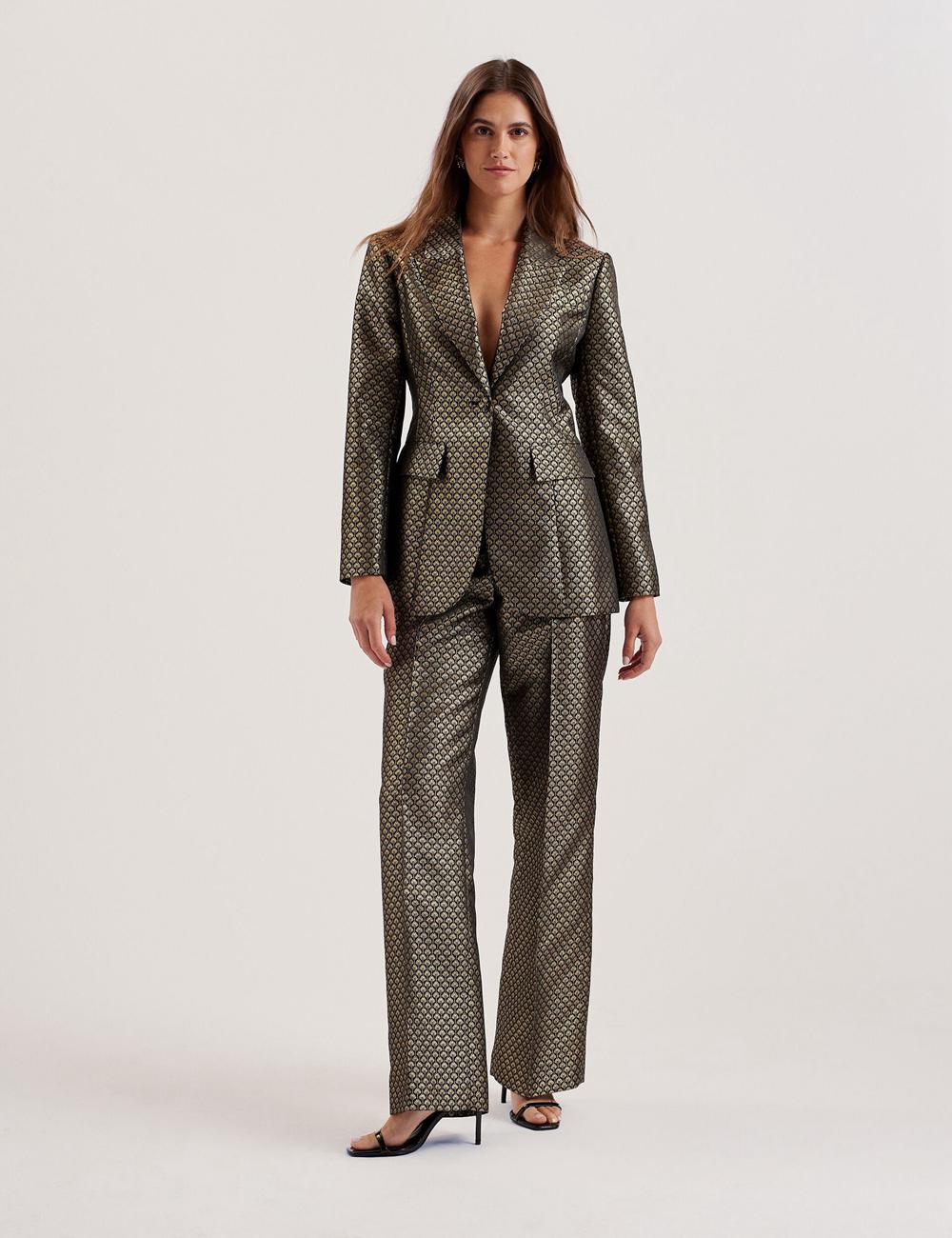 Ted Baker MANGUT - Metallic Jacquard Wide Leg Tailored ズボン レディース 黒 | Japan  QYRN-38764