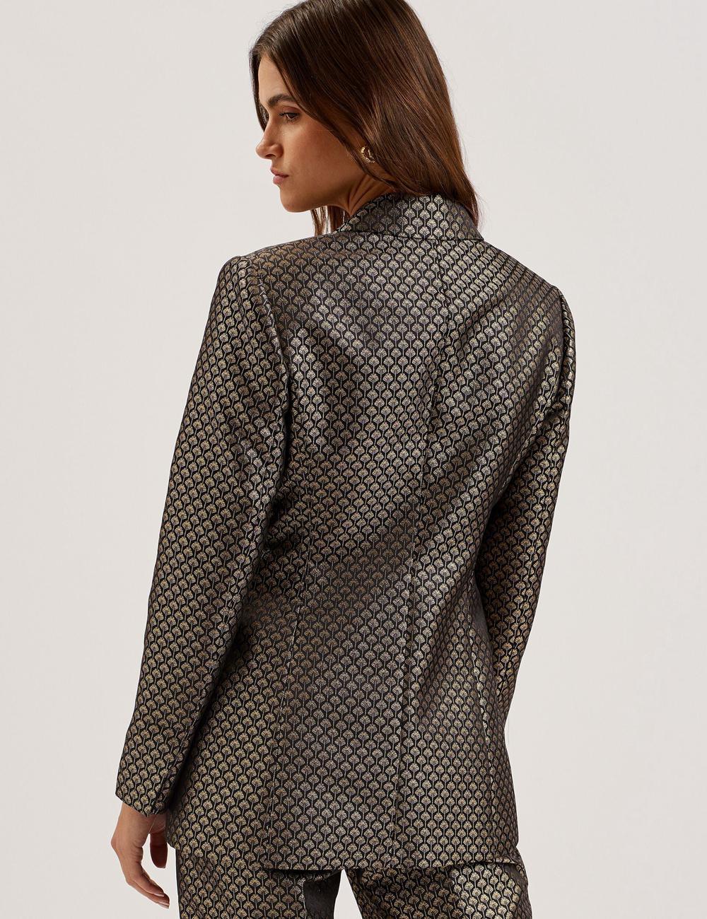 Ted Baker MANGU - Tailored Metallic Jacquard Fitted ブレイザーズ レディース 黒 | Japan  EOIK-94563
