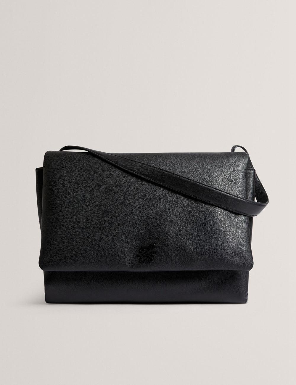 Ted Baker MARGOU - Padded Leather Large Fold Over ショルダーバッグ レディース 黒 | Japan  LZKJ-37680