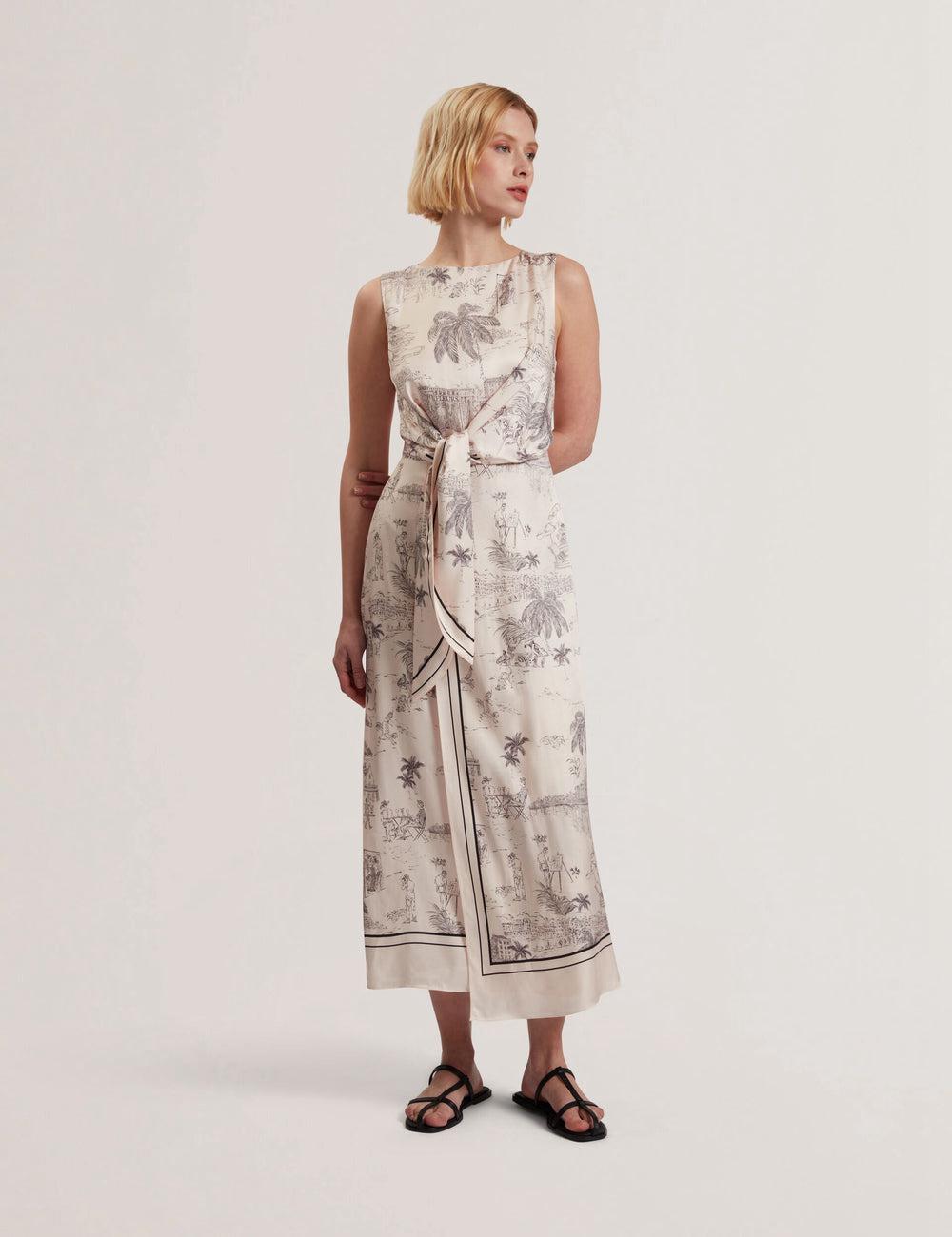 Ted Baker MARRONA - Printed Wrap Front Sleeveless ミディドレス レディース ピンク | Japan  CXAI-97126