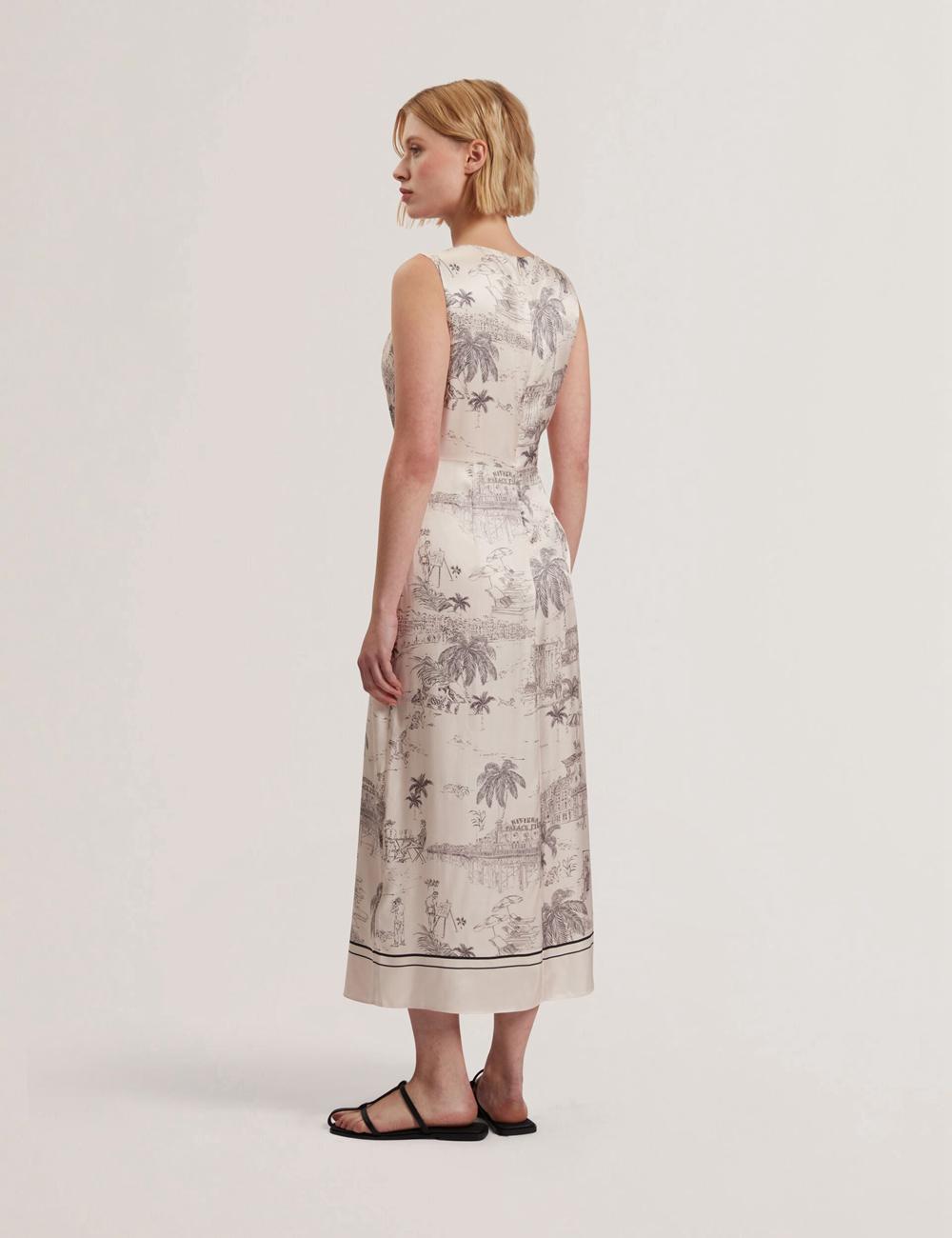 Ted Baker MARRONA - Printed Wrap Front Sleeveless ミディドレス レディース ピンク | Japan  CXAI-97126