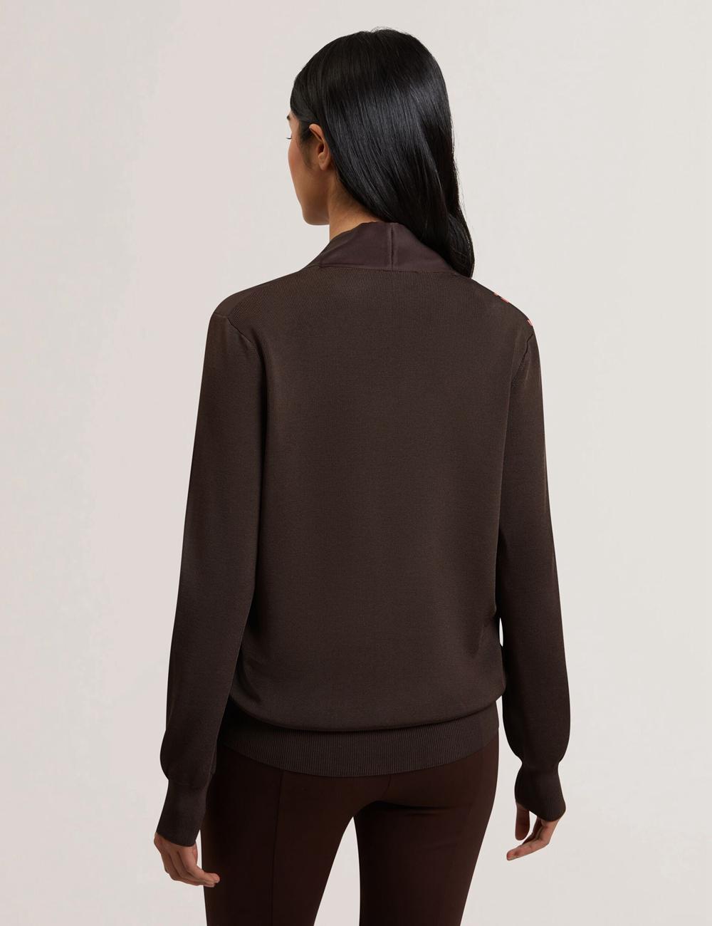Ted Baker MATIINA - Printed Front Zip-Up Bomber カーディガン レディース ブラウン | Japan  SPXQ-83245