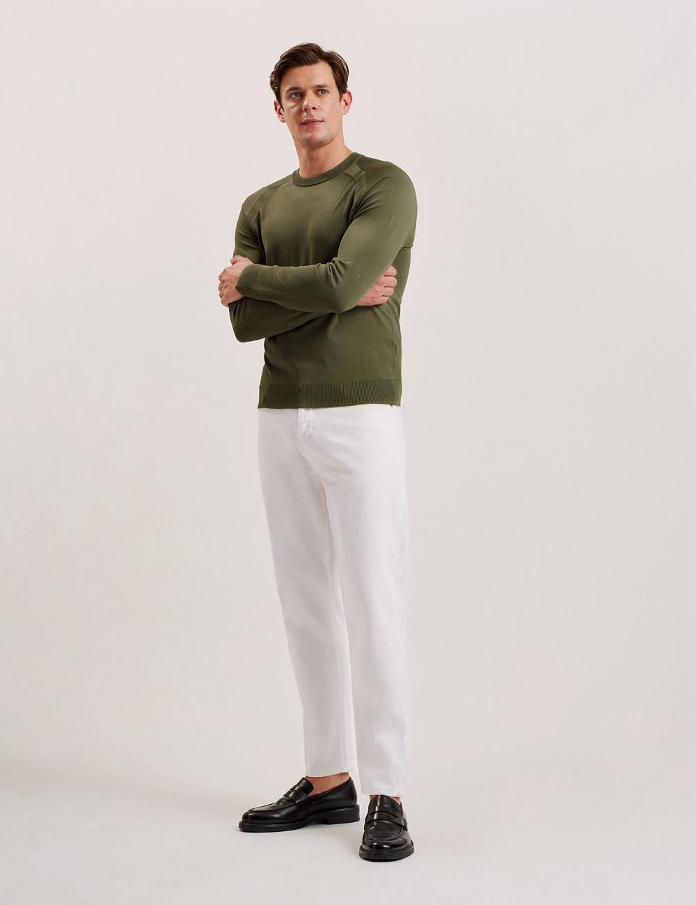 Ted Baker MAYWO - Saddle Shoulder Crew Neck ジャンパー メンズ カーキ | Japan  PFKW-61238