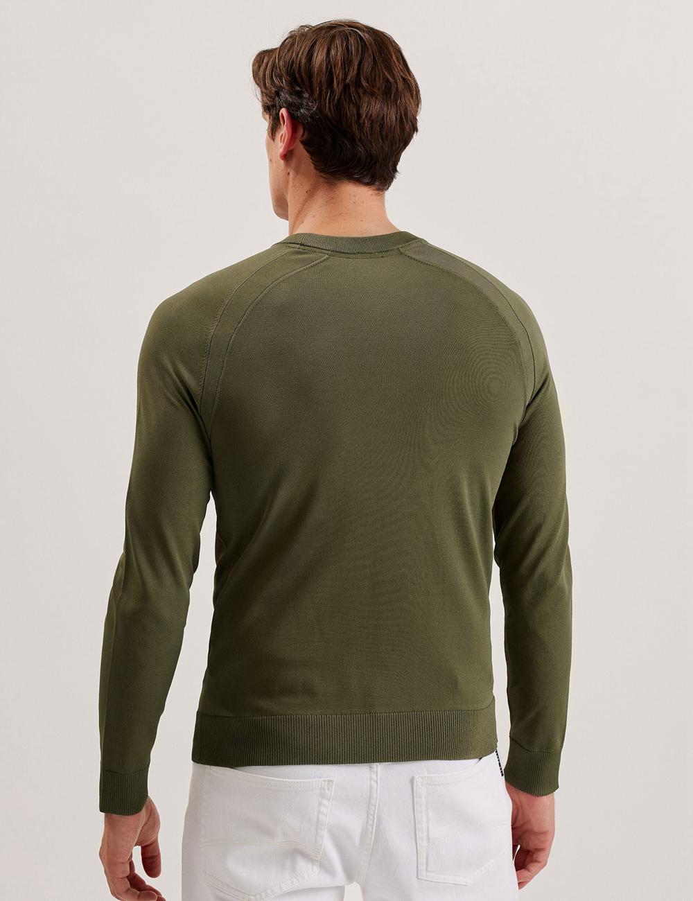Ted Baker MAYWO - Saddle Shoulder Crew Neck ジャンパー メンズ カーキ | Japan  PFKW-61238