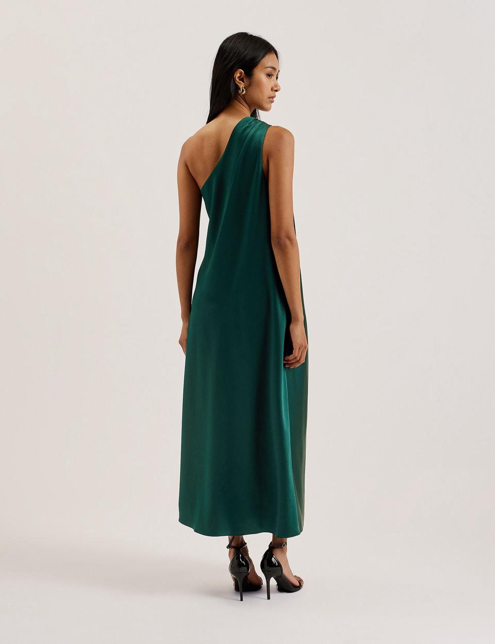 Ted Baker MELGAR - Satin One Shoulder ミディドレス レディース 緑 | Japan  ZJMG-67823