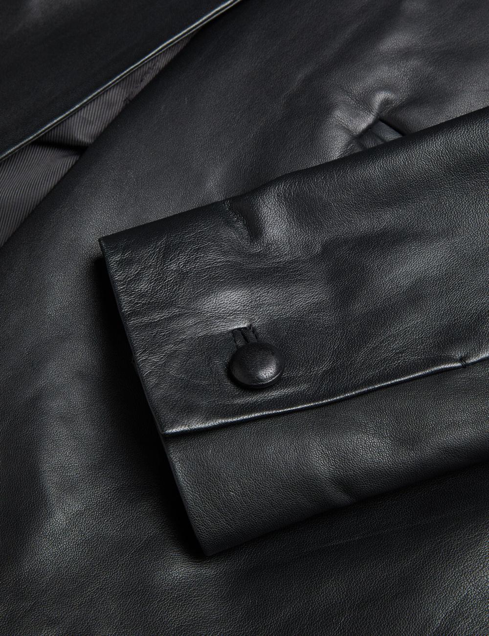 Ted Baker MELLIIE - Longline Single Breasted Leather ブレイザーズ レディース 黒 | Japan  QUNO-58961